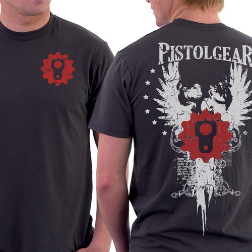 Wings t-shirt with the title 'Create a vintage design to be worn proudly by PistolGear customers'