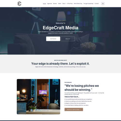 Ecommerce design with the title 'Custom Squarespace Design for EdgeCraft Media'