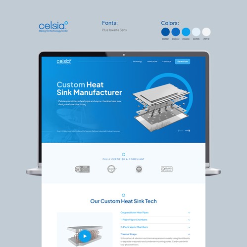 Engineering website with the title 'Landing Page design for Celsia'