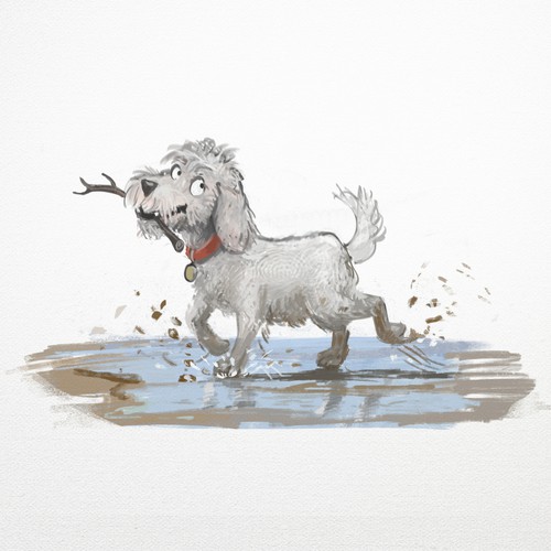 Children's book artwork with the title 'Naughty dog for children's book '