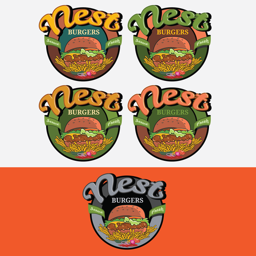 Burger logo with the title 'Logo design for Nest Burger'