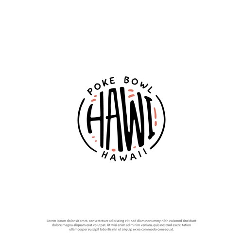 Bowl design with the title 'HAWI restaurant who sells POKE BOWL. '