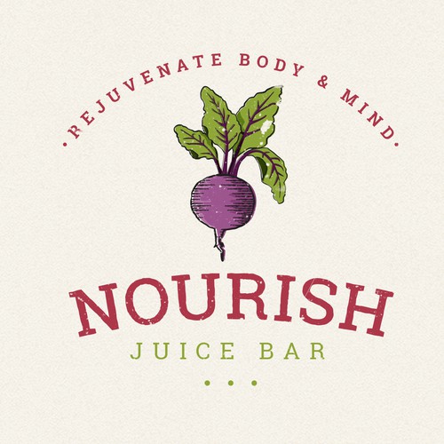 Juice logo with the title 'Have fun creating a new, hip juice bar logo!'