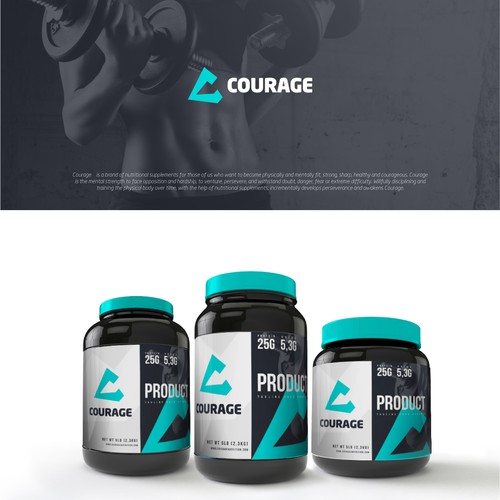 Packaging logo with the title 'Logo fitnes Suplement'