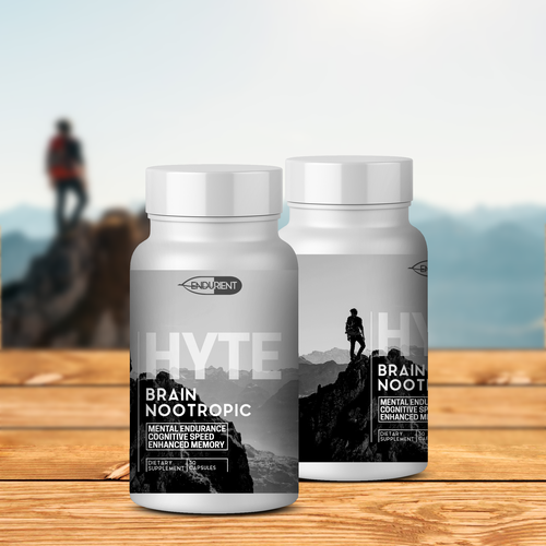 Modern label with the title 'HYTE Brain Nootropic'