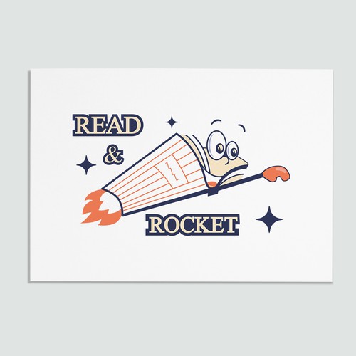 Knowledge logo with the title 'Flying book - cartoon logo'