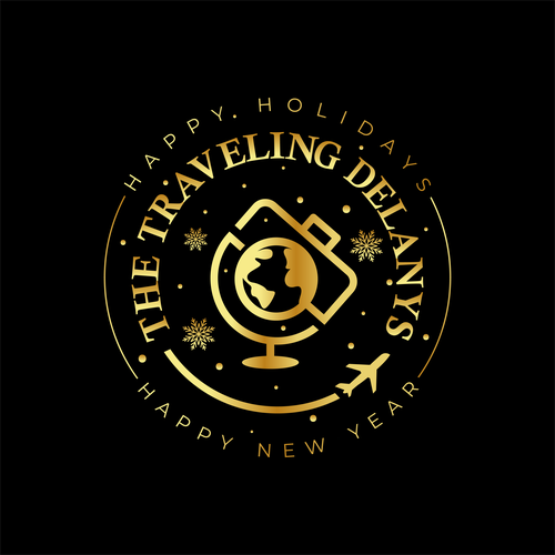 Christmas logo with the title 'The Traveling Delanys'