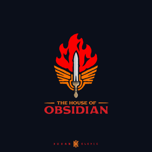 Flame logo with the title 'The House Of Obsidian'