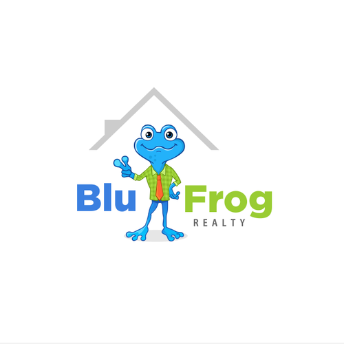 Frog brand with the title 'BluFrog logo character'