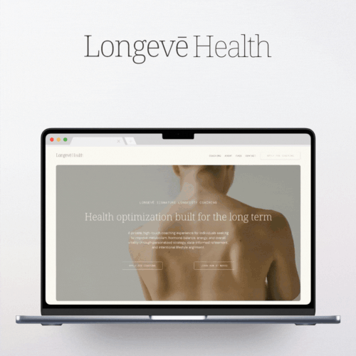 Design with the title 'Longevē Health Website'
