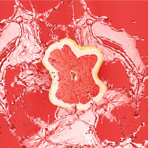 Water artwork with the title 'Squeezed Grapefruit with Splash!'