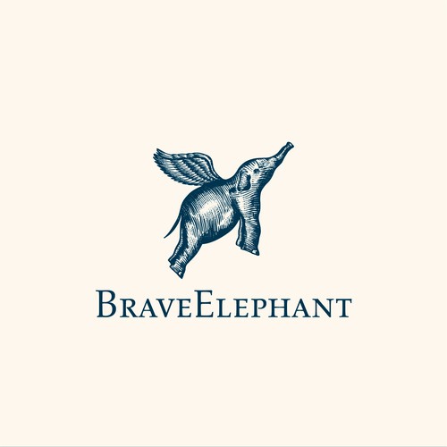 Engraving logo with the title 'Brave Elephant'