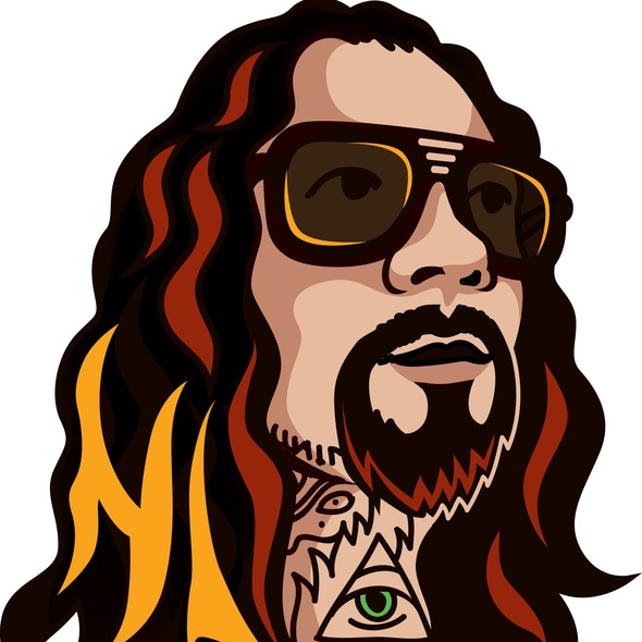 Mascot artwork with the title 'head with initials 2 '