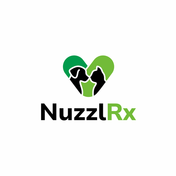 Pharmacy logo with the title 'Affectionate logo for online pet pharmacy: NuzzlRx'