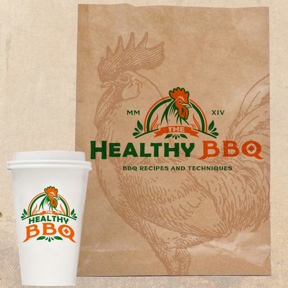 BBQ chicken logo with the title 'Classic BBQ Logo Needed.  Must be masculine and involve a chicken!'