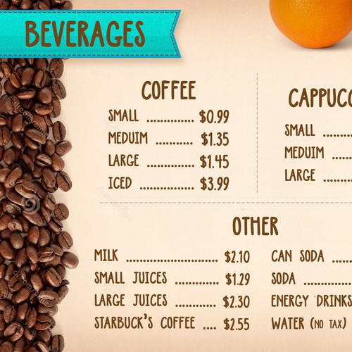 Neutral design with the title 'Pat's Donuts - Menu'