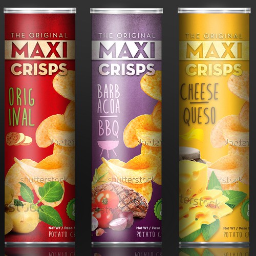 Cream packaging with the title 'Maxi Crisps'