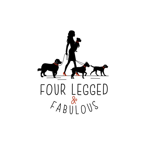 Black logo with the title 'Four Legged and Fabulous'