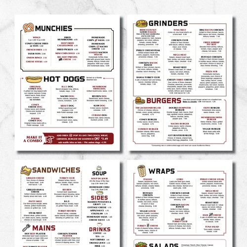 Diner design with the title 'Casual and Fun Diner Menu'