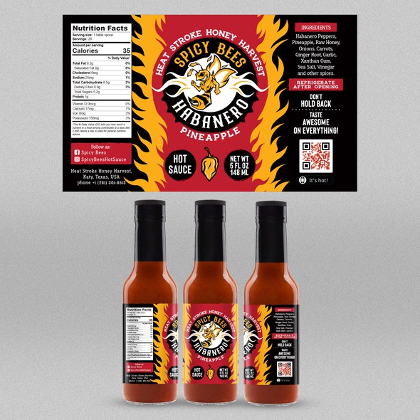 Hot sauce label with the title 'Hot Sauce Label Design'