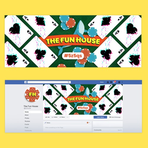 Poker design with the title 'Facebook cover for poker club'