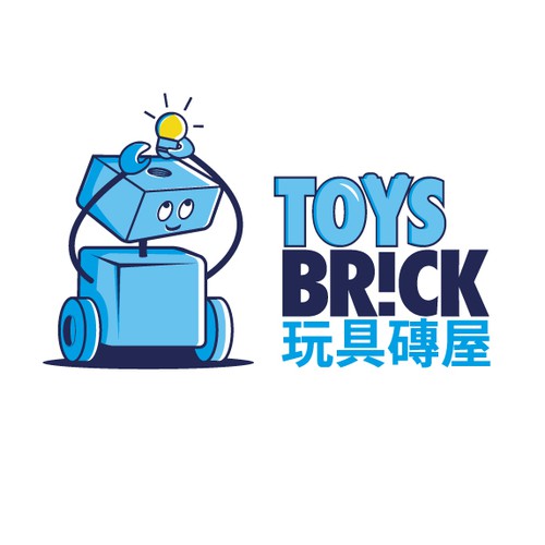 Neon blue safari logo with the title 'Toys brick'