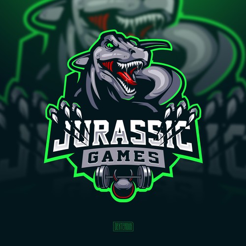Dinosaur design with the title 'JurassicGames Logo'