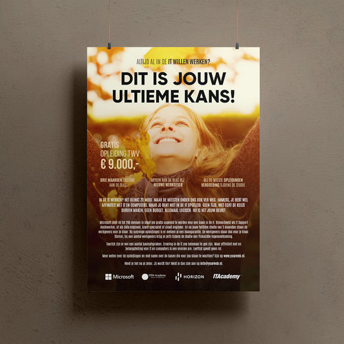 Campaign design with the title 'Job In IT - Microsoft training campaign '