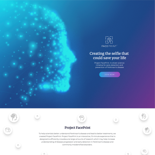 White and purple design with the title 'Parkinson's disease study website'