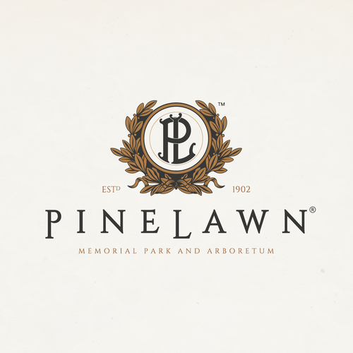 Badge brand with the title 'PINELAWN Logo & Brand Identity Pack upgrade.'