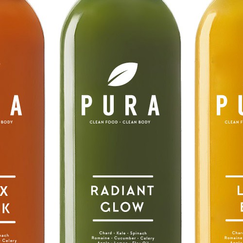 Juice bar design with the title 'Pura'
