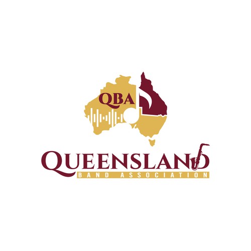 Brass logo with the title 'Queensland Band Association'