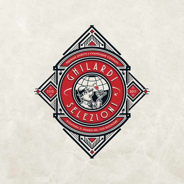 Champagne bottle logo with the title 'Ghilardi Selezioni (Champagne Company)'