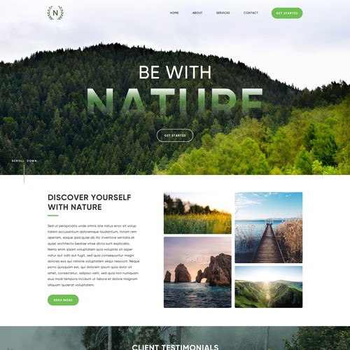 Nature website with the title 'Minimalist and nature-inspired website template'