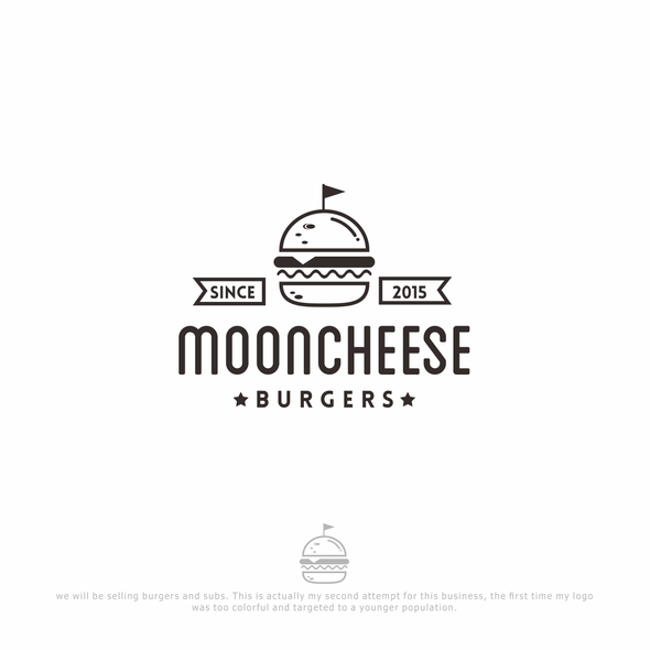 Burger logo with the title 'mooncheese'