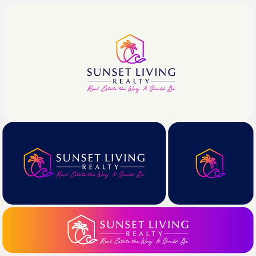 Tropical island logo with the title 'Logo design for Sunset Realty'