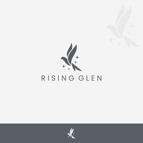 Bird design with the title 'simple logo for rising glen'