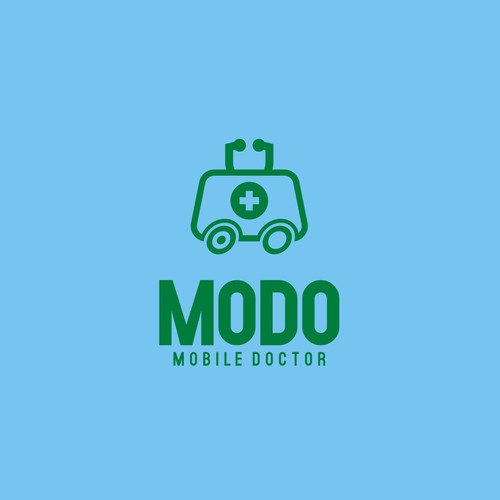 Medical logo with the title 'Create a unique logo to illustrate a mobile Doctor making house calls'