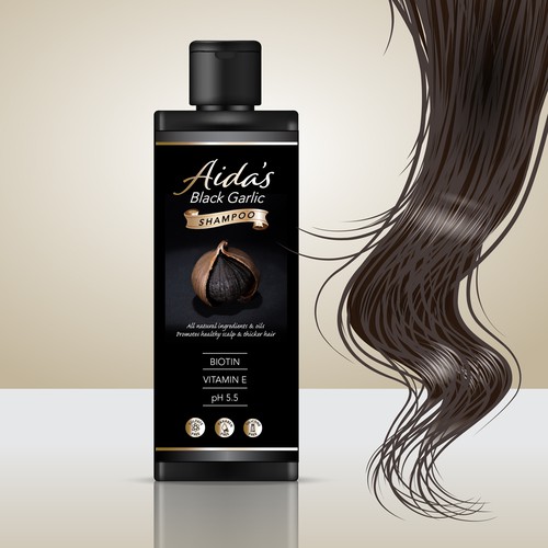 Garlic design with the title 'Label Entry for Black Garlic Shampoo'