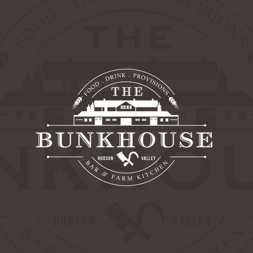 Food design with the title 'Logo design for historical bootleg distillery's farm-to-table restaurant'