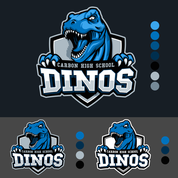 Dinosaur logo with the title 'Strong and Fierce T-Rex  Mascot Logo Design'