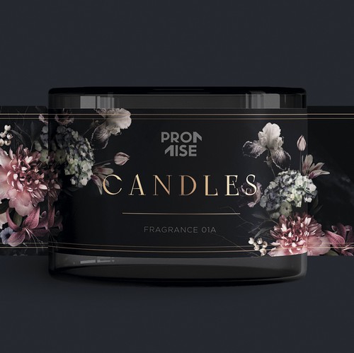 Candle packaging with the title 'Candles label '