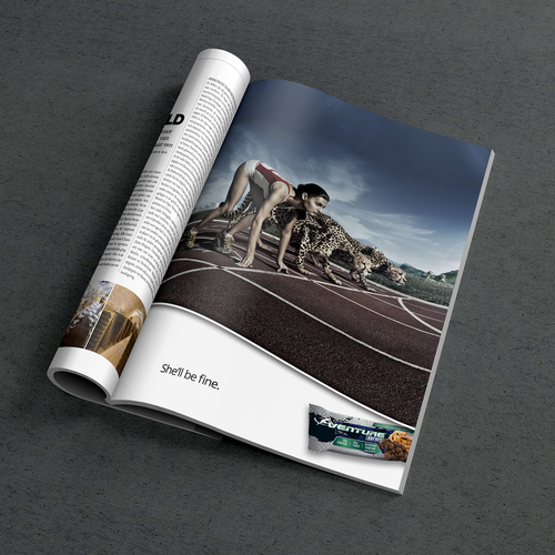 Impressive design with the title 'Magazine ad for energy bar.'