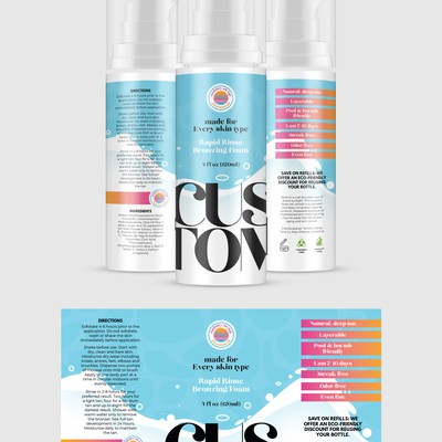 self tanning mousse label for a new business launch