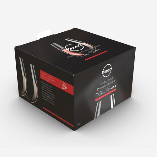 Glass packaging with the title 'Design an Elegant Box Package for Premium Wine Glasses'