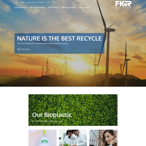 Industrial website with the title 'Website redesign for a leading bioplastic specialist (based on Figma UX prototype / guaranteed $3'000)'