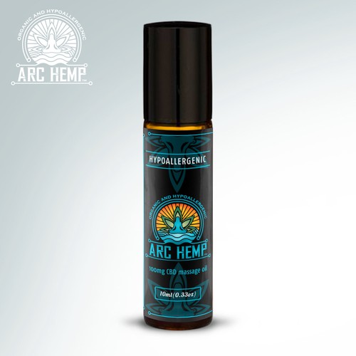 Cannabis label with the title 'Massage Oil Roller Bottle '