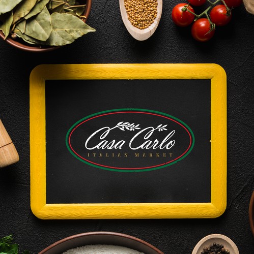 Italian cuisine logo with the title 'Casa Carlo Italian Market'