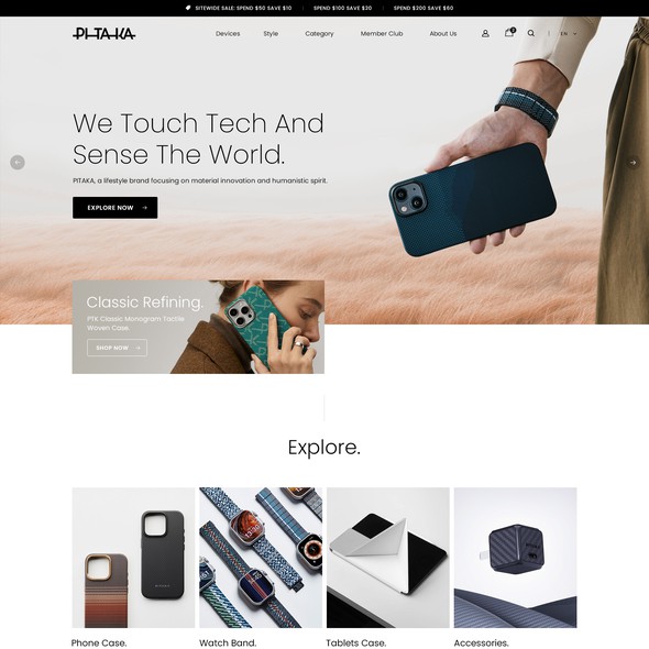 Lifestyle website with the title 'PITAKA Web Design '