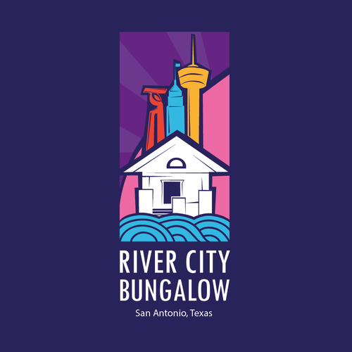Texas logo with the title 'logo concept for the River City Bungalow'